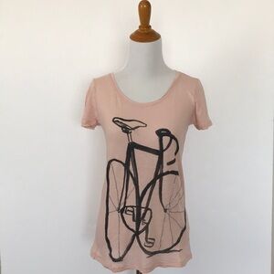 J. Crew Pink Bicycle Graphic Short Sleeve Tee Shirt